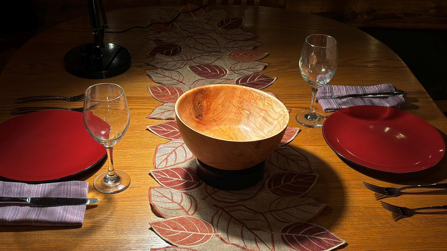Handmade 9” x 4” Mid-Sized Broadleaf Maple Serving Bowl.