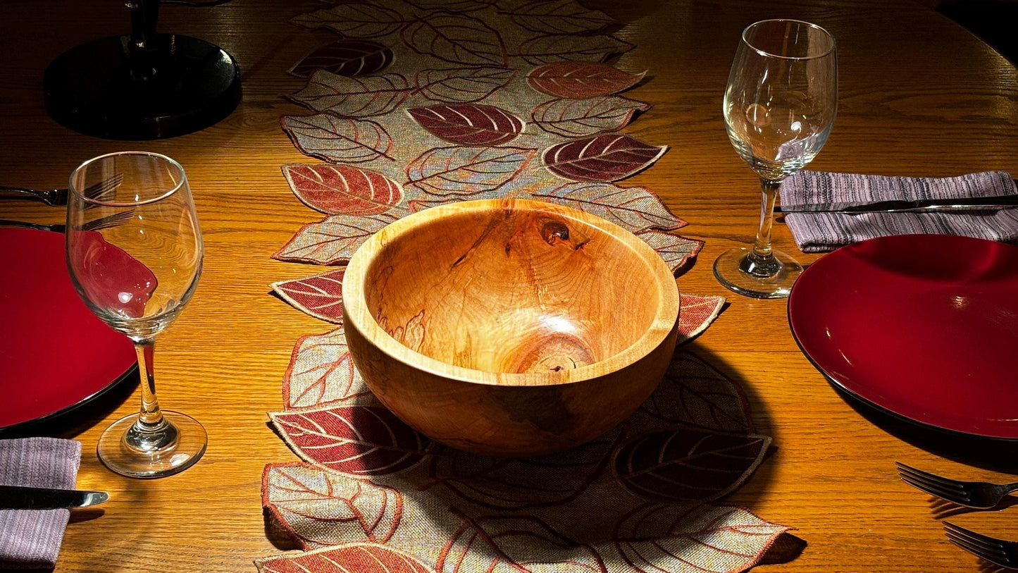 Handmade 9.5” x 4” Broadleaf Maple Serving Bowl