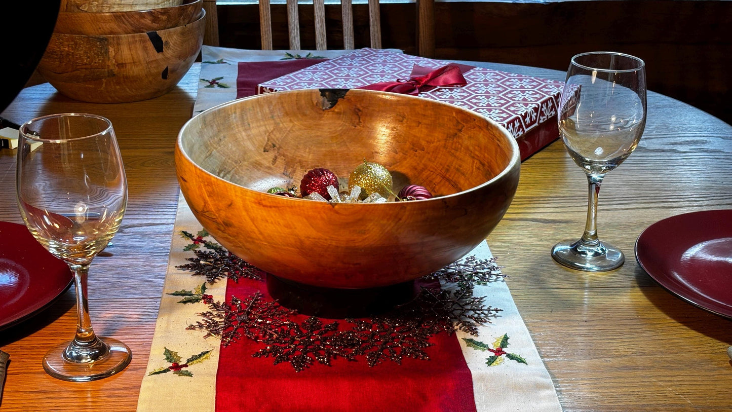 Handmade 12.5” x 4” Highly Figured Maple Salad Bowl.