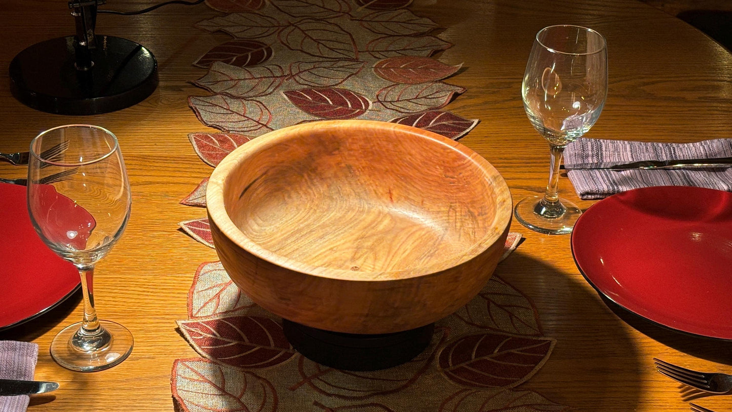 Handmade 11” x 4” Mid-Sized Broadleaf Maple Salad Bowl.