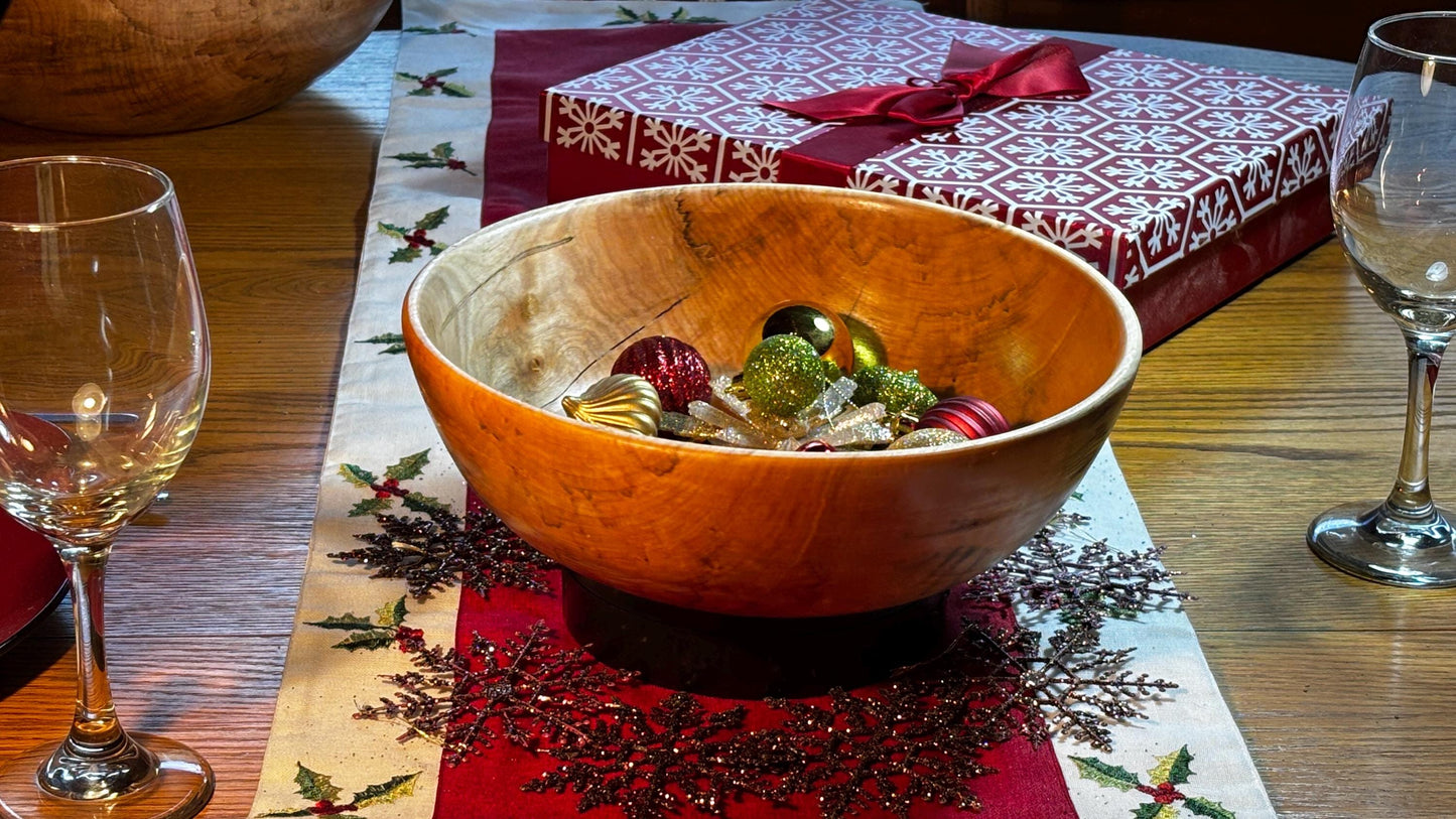Handmade 10.5” x 3” Highly Figured Maple Bowl