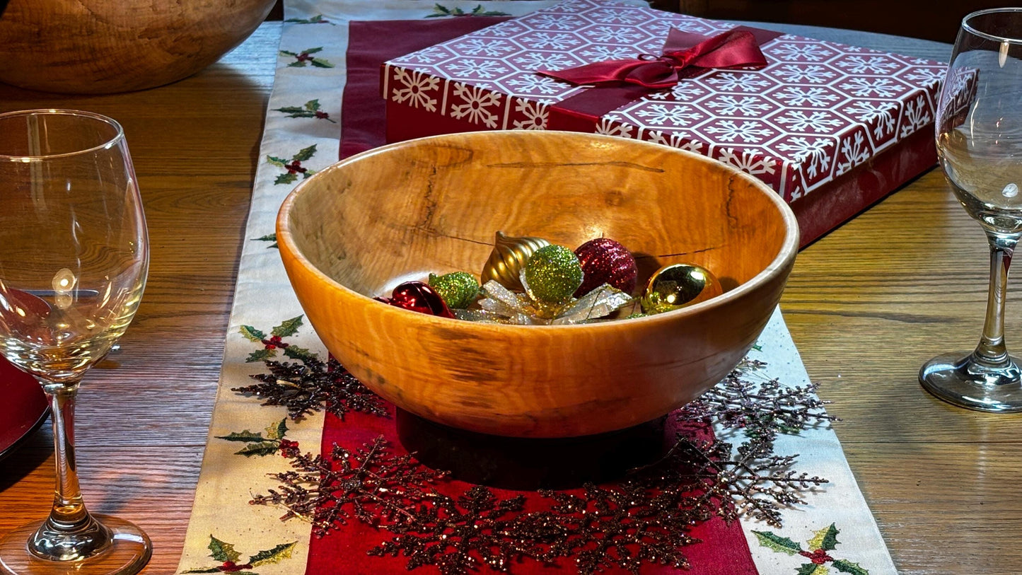 Handmade 10.5” x 3” Highly Figured Maple Bowl