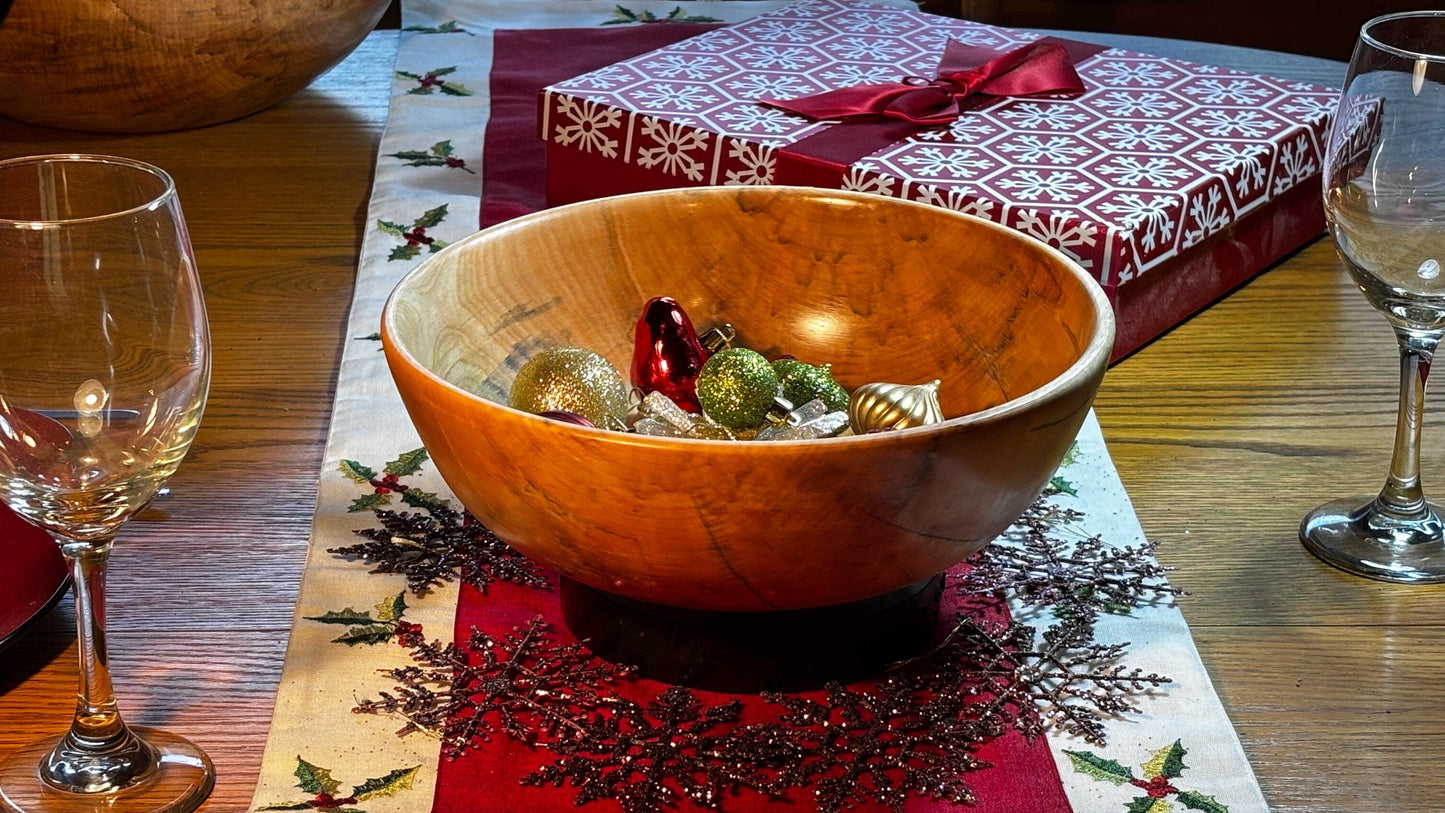 Handmade 10.5” x 3” Highly Figured Maple Bowl