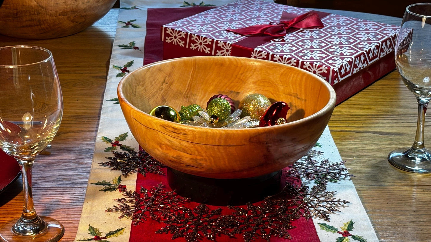 Handmade 10.5” x 3” Highly Figured Maple Bowl