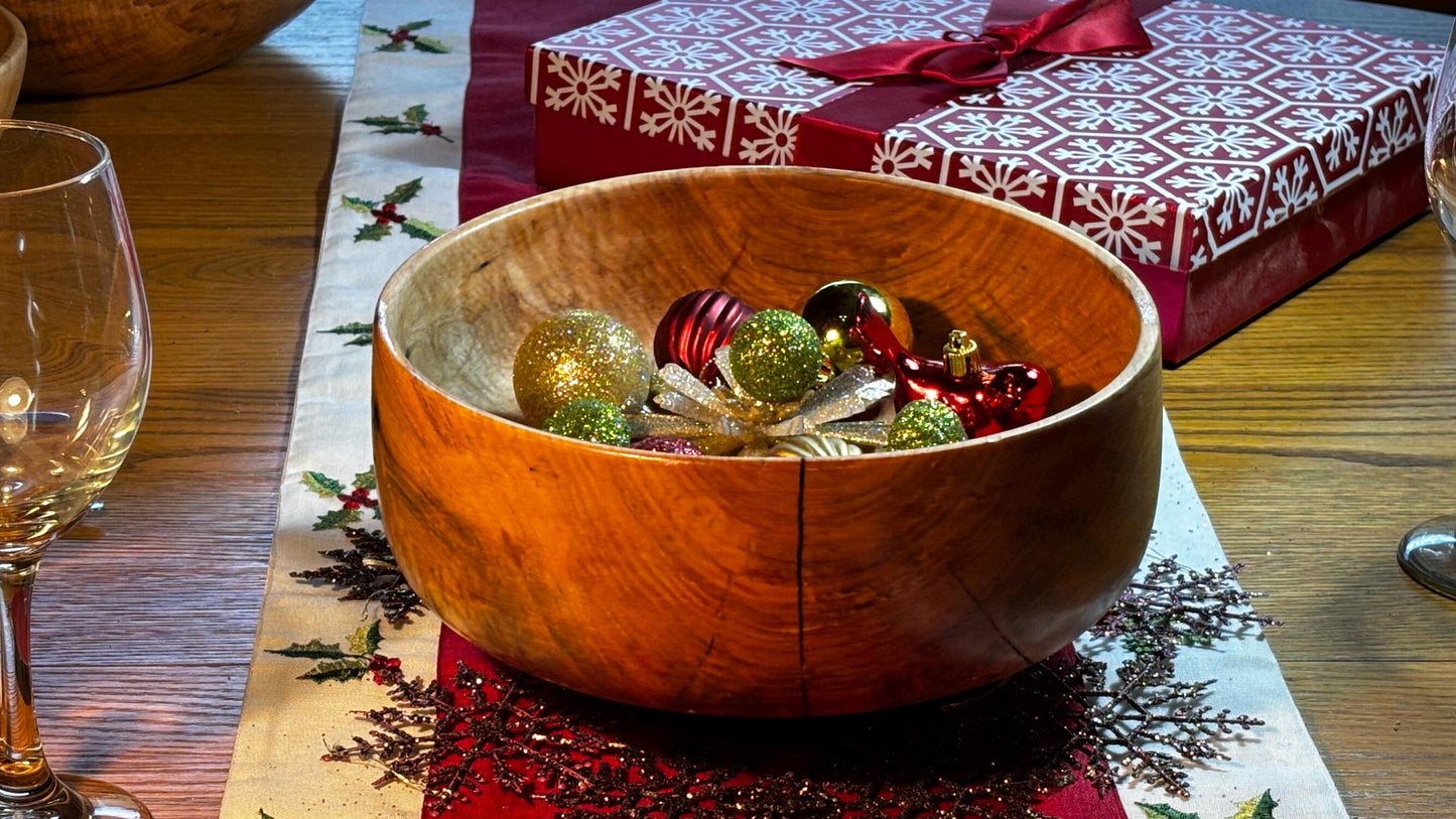 Handmade 10.5” x 3” Highly Figured Maple Salad Bowl