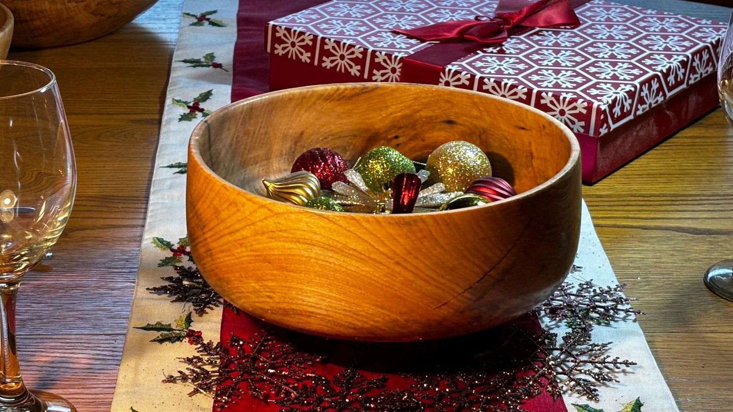 Handmade 10.5” x 3” Highly Figured Maple Salad Bowl