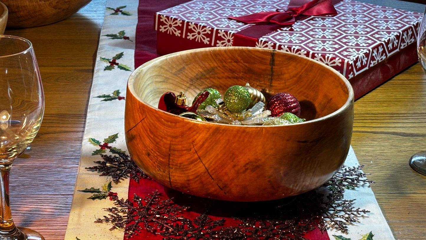 Handmade 10.5” x 3” Highly Figured Maple Salad Bowl